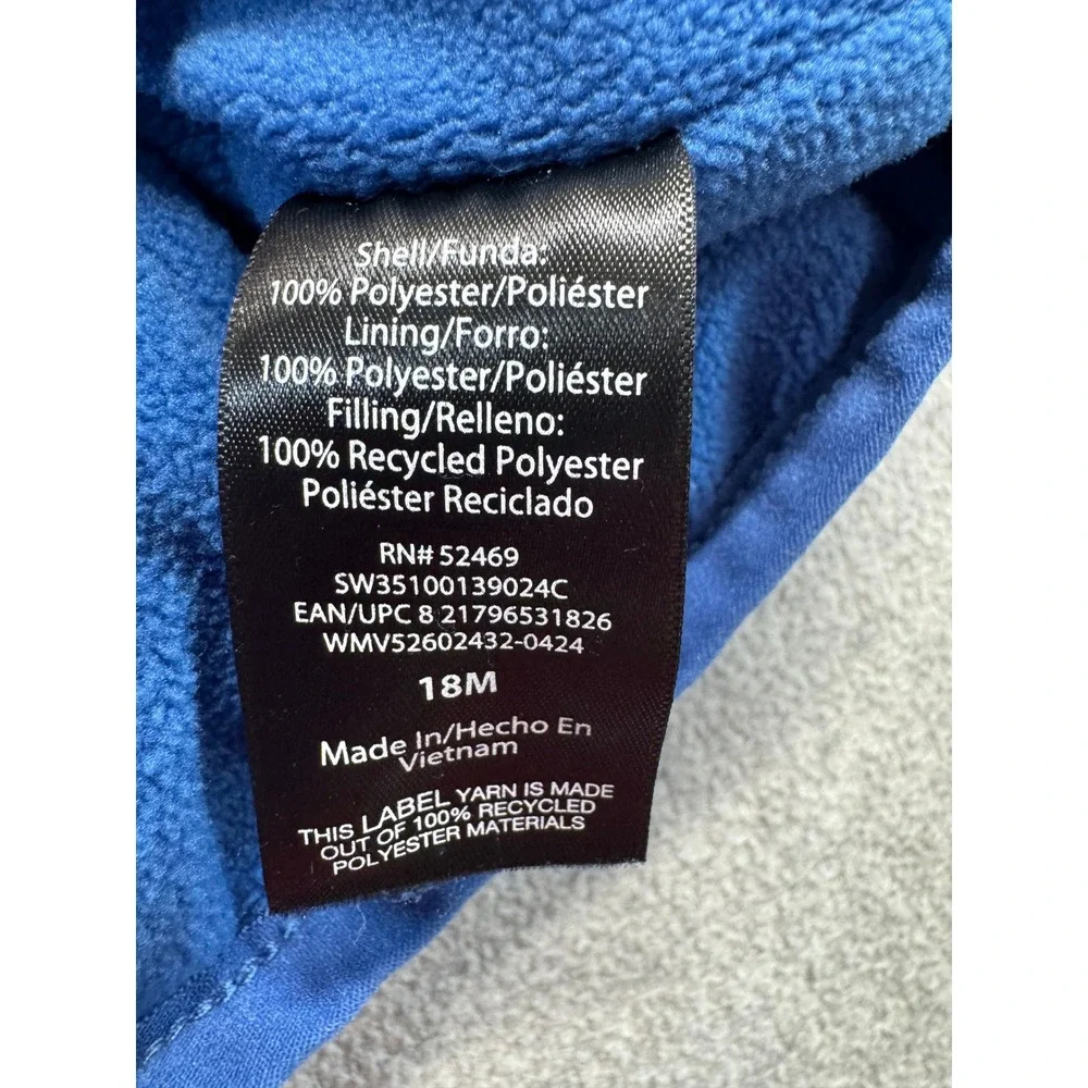 SwissTech Toddler Puffer Jacket 18M Blue Fleece Lined Hooded Winter Coat Cozy